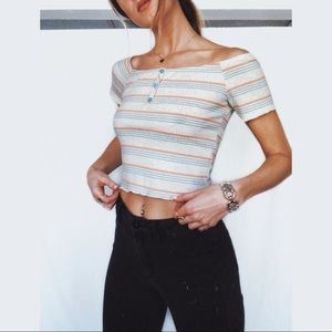 Striped crop blouse